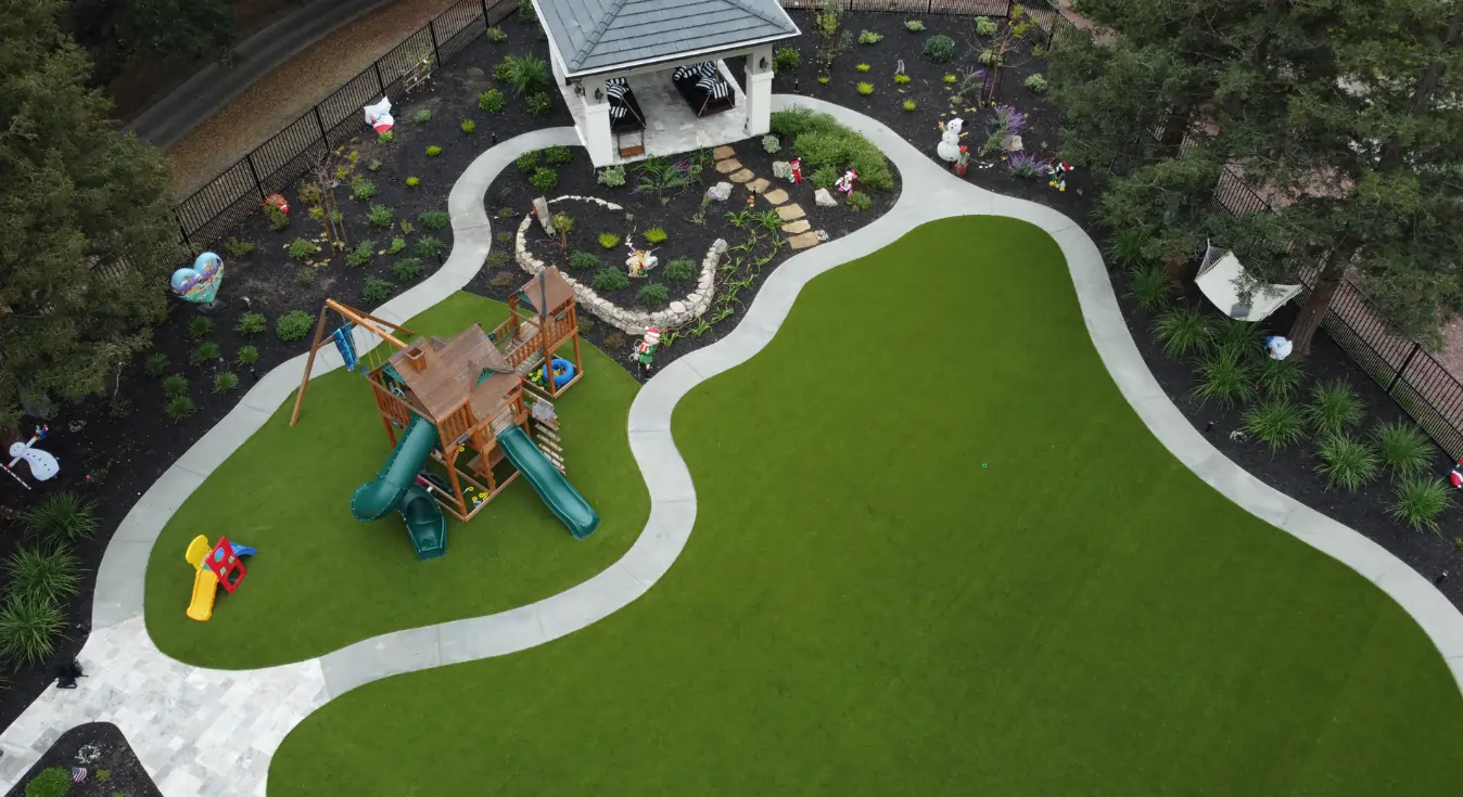 backyard residential artificial grass lawn